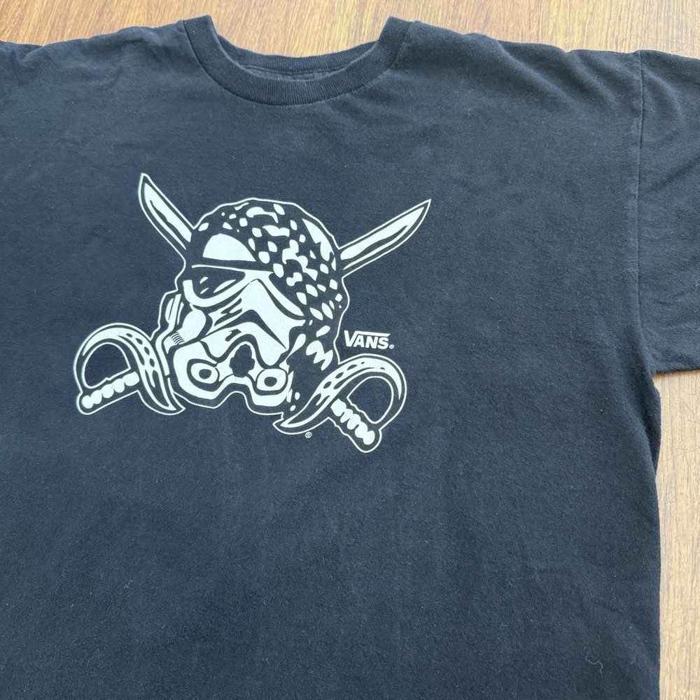 Vans x Star Wars Storm Trooper T-shirt Dark Side Pirate Mens Medium Black White